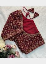 Vichitra Silk Maroon Wedding Wear Sequins Work Readymade Blouse